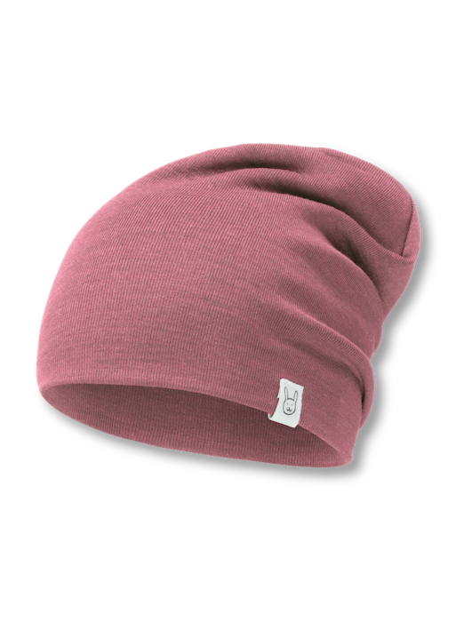 Vintage pink double-layered merino wool and silk (GOTS) hat