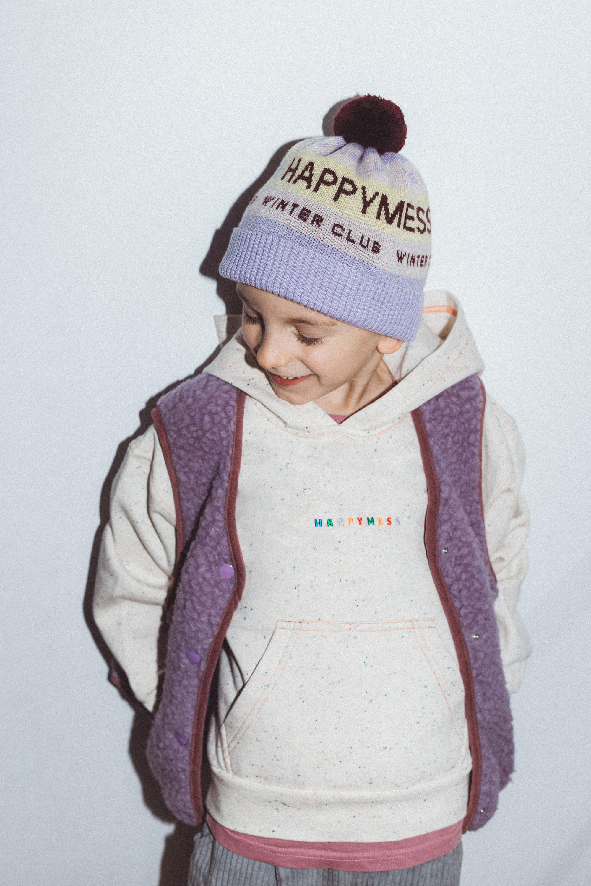 Weste aus Merinowolle Lila Cloud - Happymess
