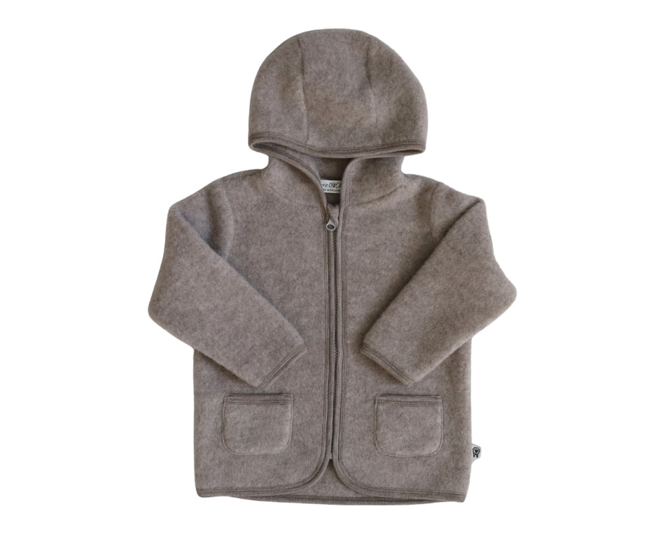 100% Merino Wool Fleece Jacket - Taupe