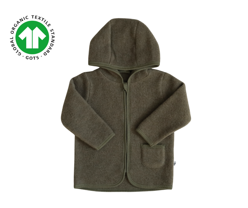 100% Merino Wool Fleece Jacket - Olive