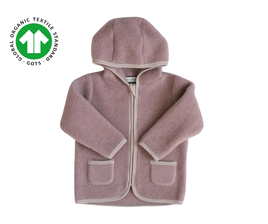 100% Merino Wool Fleece Jacket - Mauve Pink