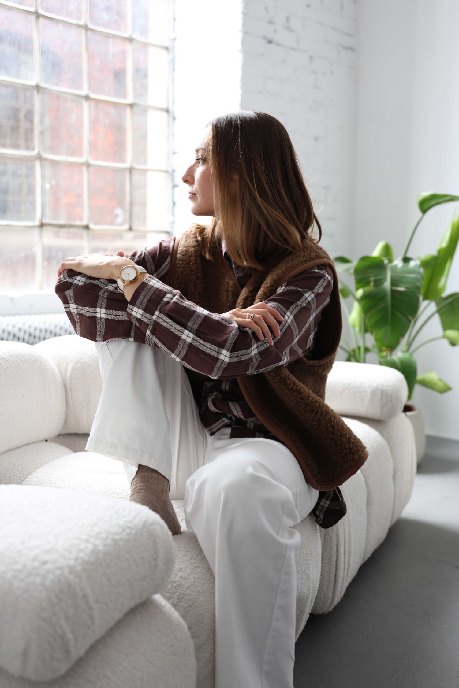 100% Merino Wool Women Vest - Brown
