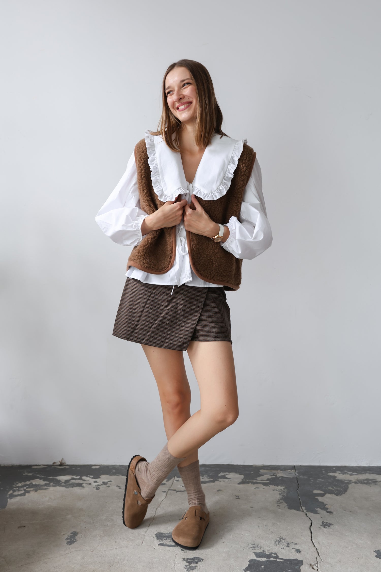 100% Merino Wool Women Vest - Brown