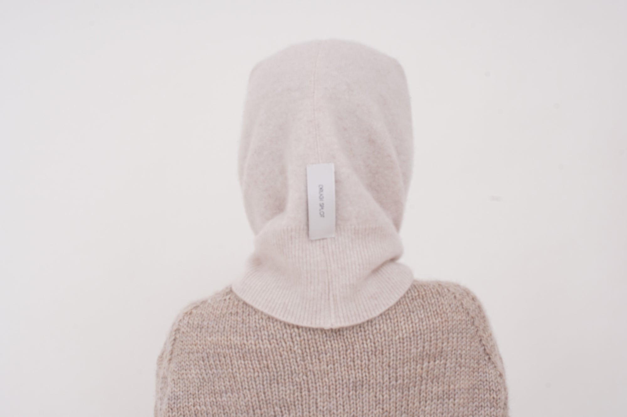 Light beige pure cashmere balaclava