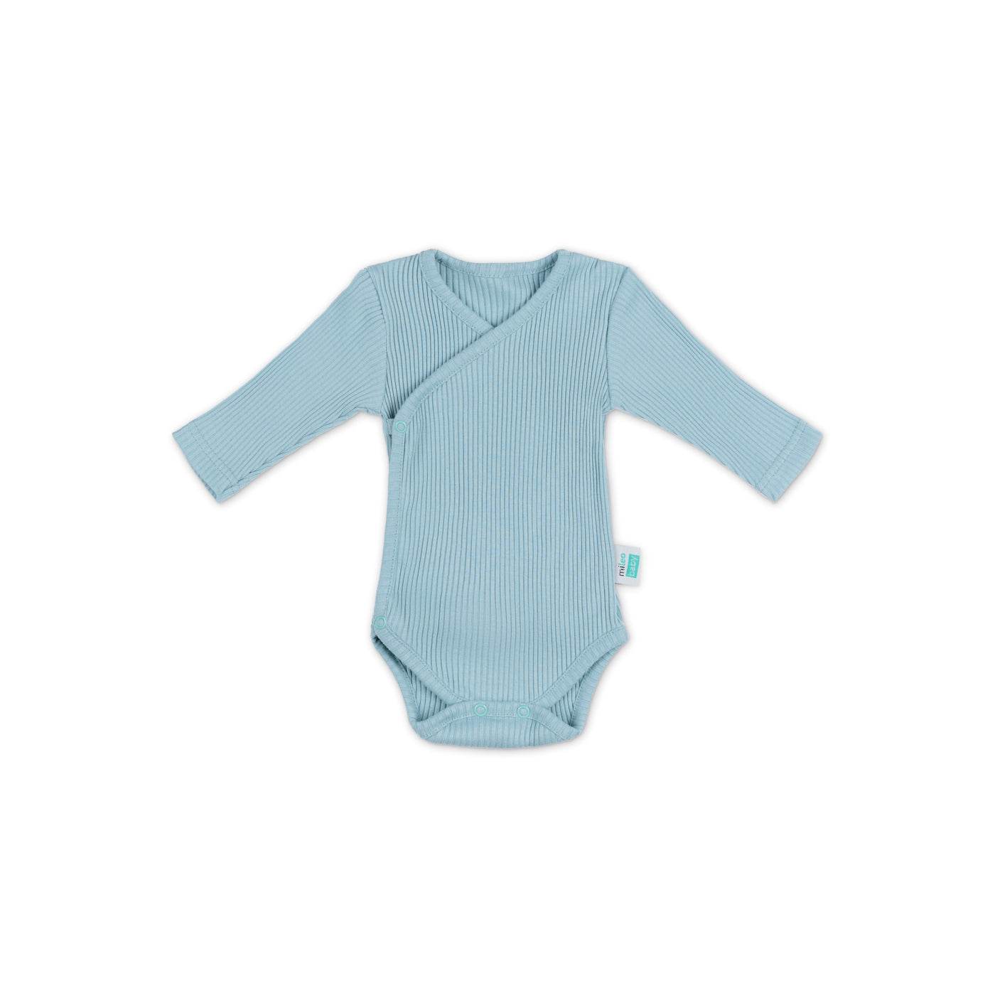 Langarm Wickel-Bodysuit aus gerippter Baumwolle - Hellblau