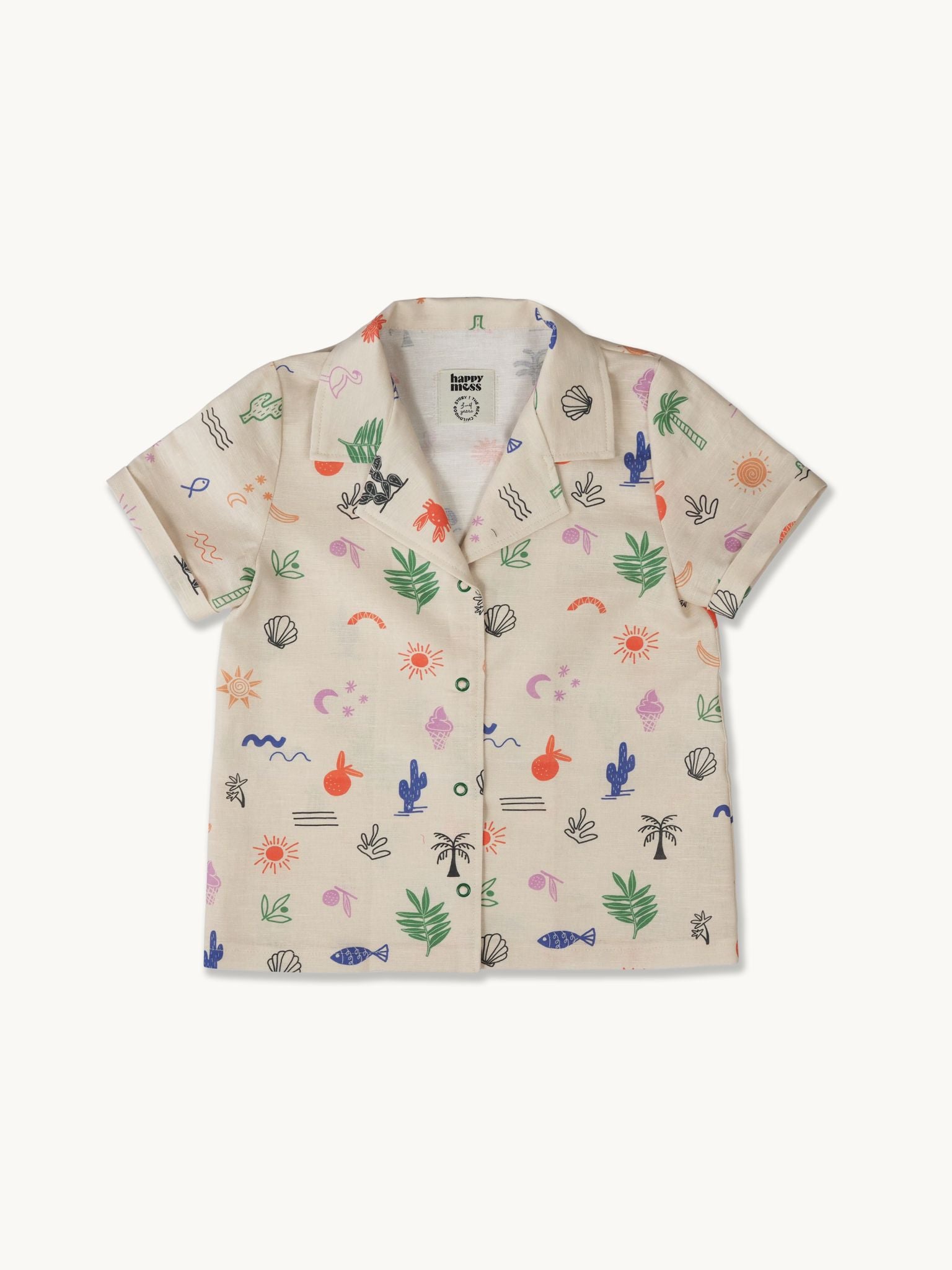 Short-sleeve shirt with colorful patterns