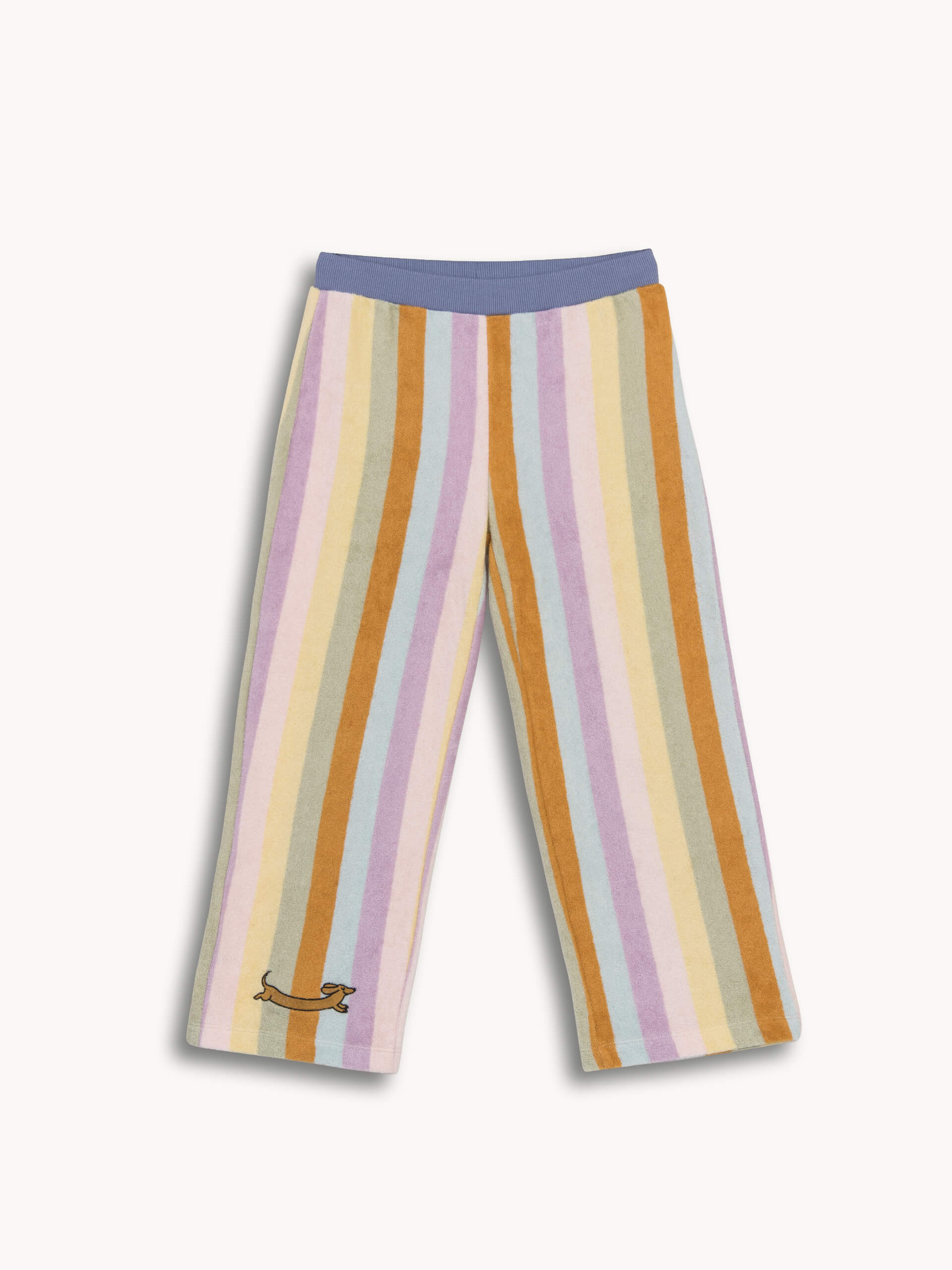 Colorful striped pants on a white background