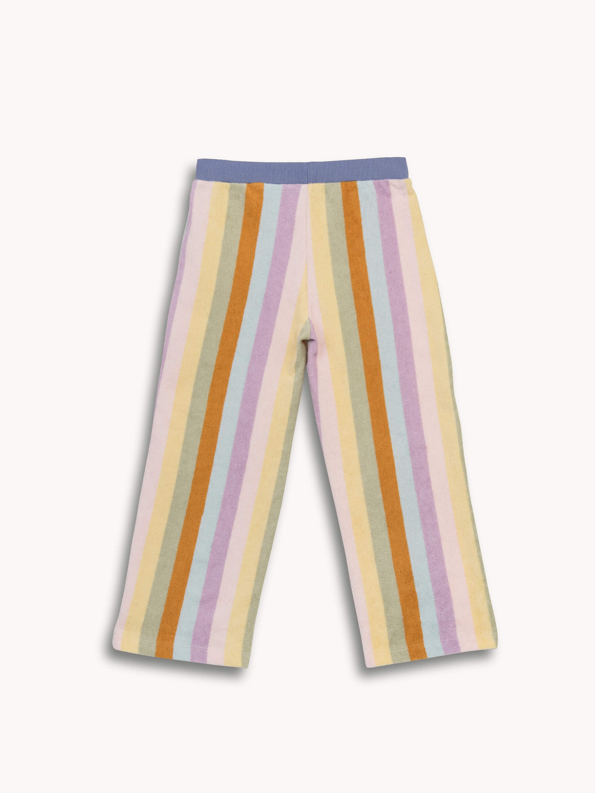 Pastel striped pants on a white background