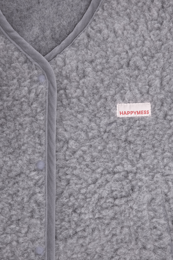 Gray fleece fabric with a &