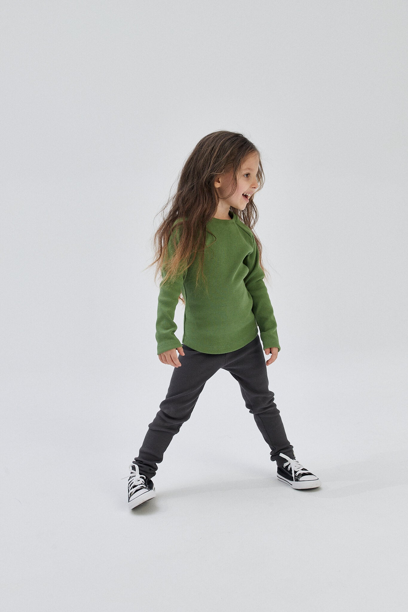 Longsleeve green cotton madchen