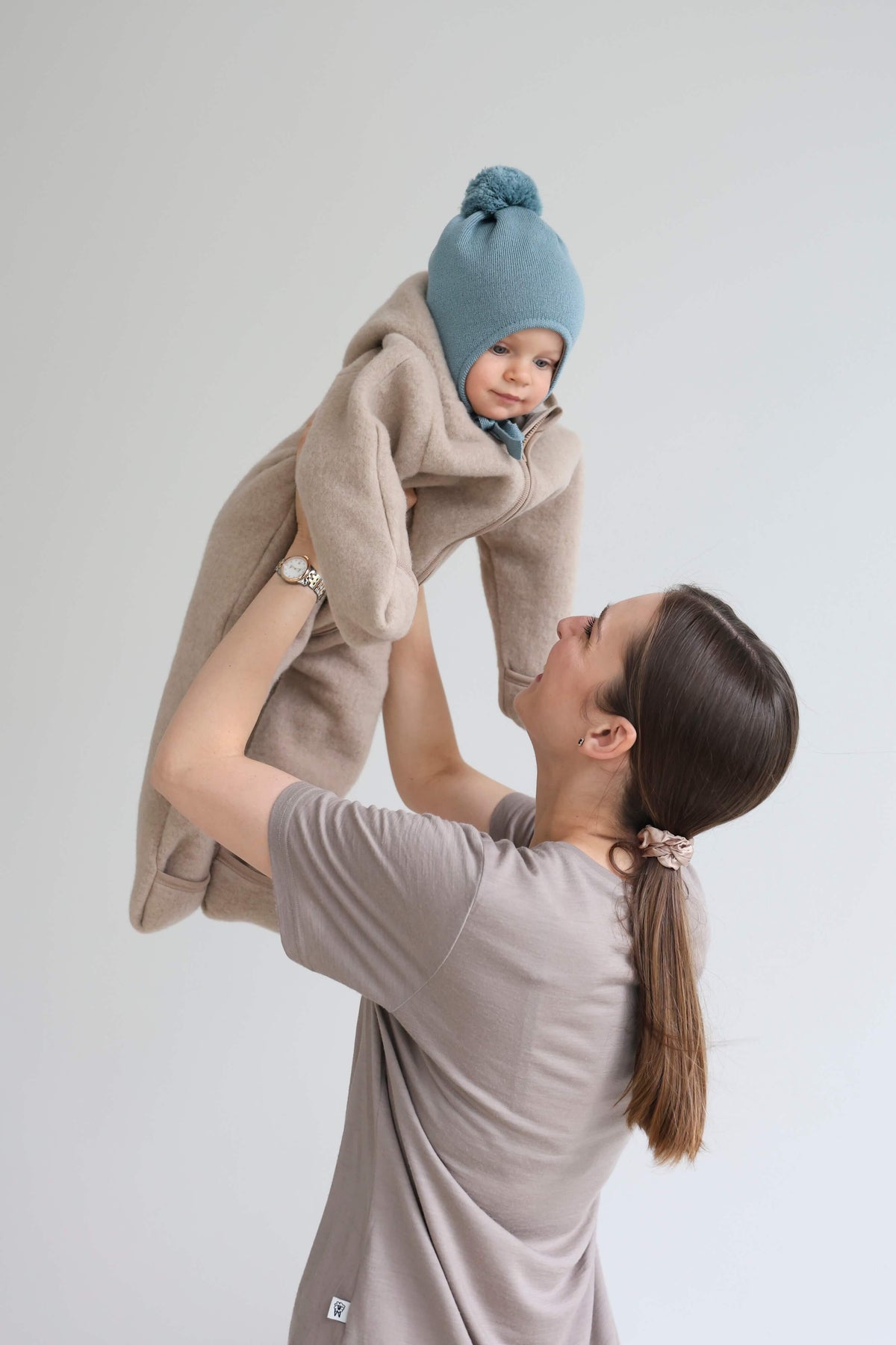Baby-Overall aus 100% Bio-Merinowolle – Sand