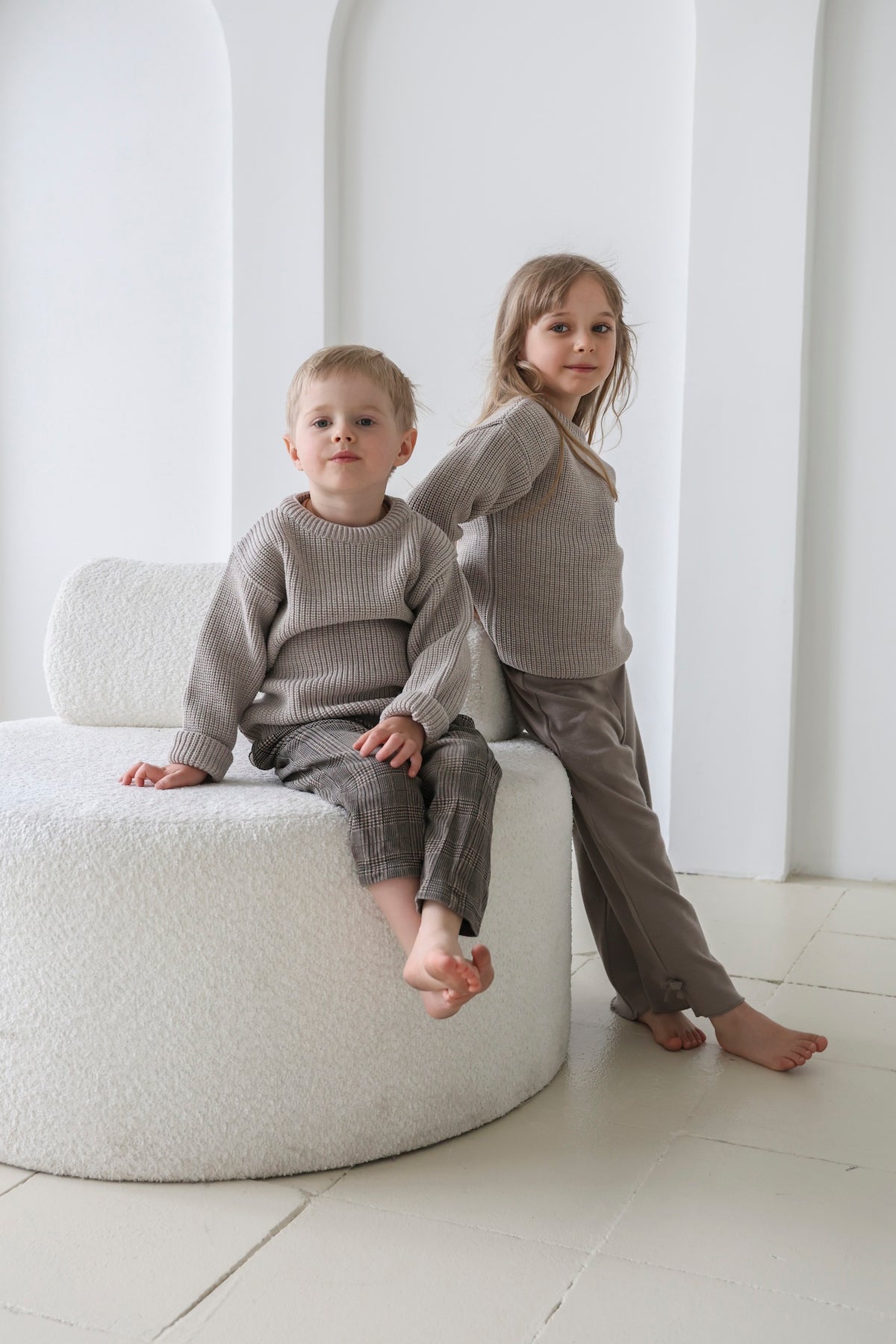 Double-Knit Merino Wool Sweater for Kids - Ivory