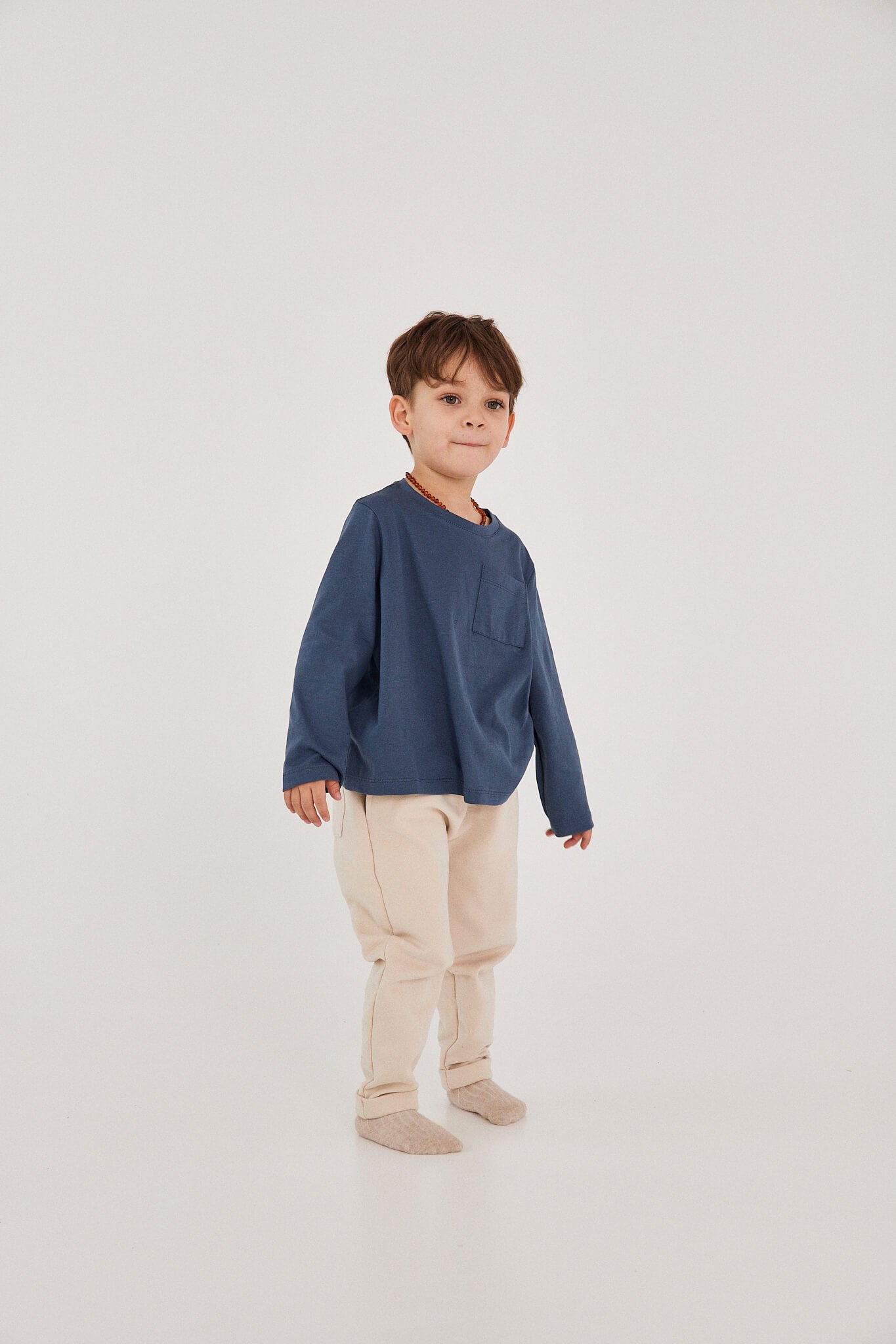 Denim organic cotton longsleeve t-shirt