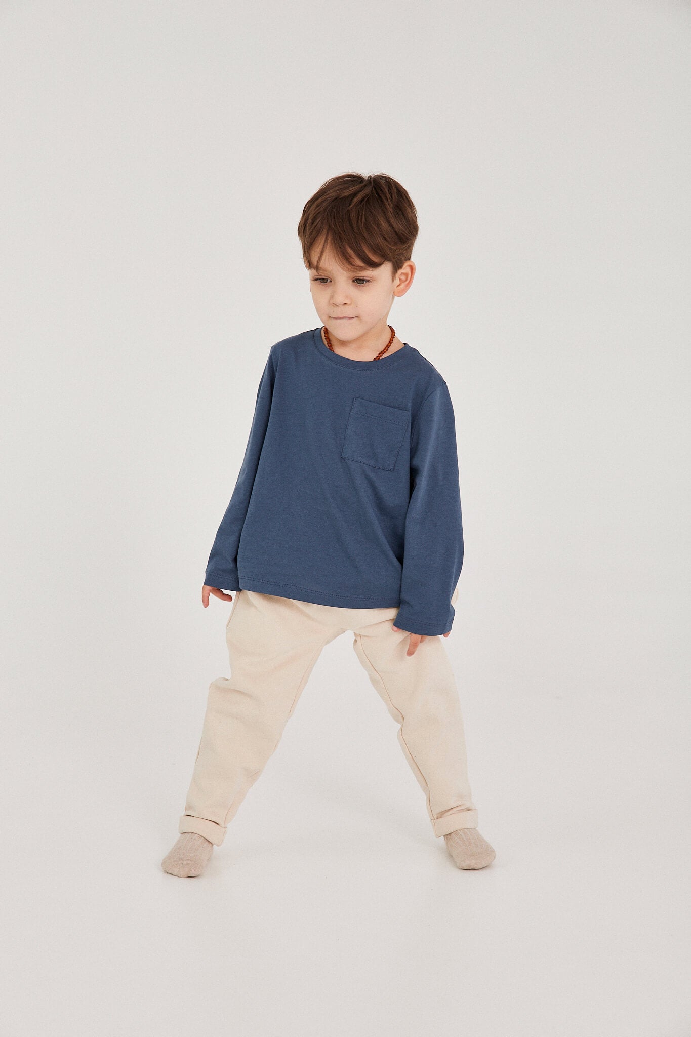 Denim organic cotton longsleeve t-shirt