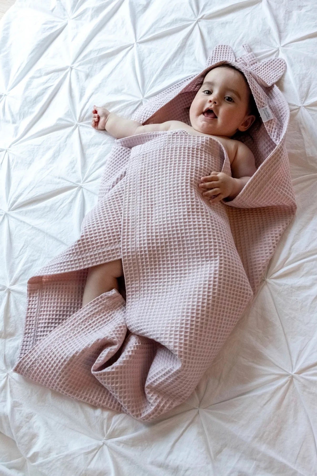 Pink baby towel bunny ears