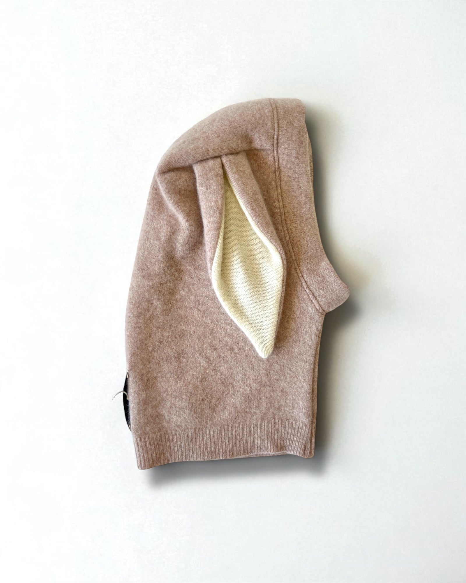 Balaclava mit Häschenmotiv aus reinem Kaschmir – Vintage Pink