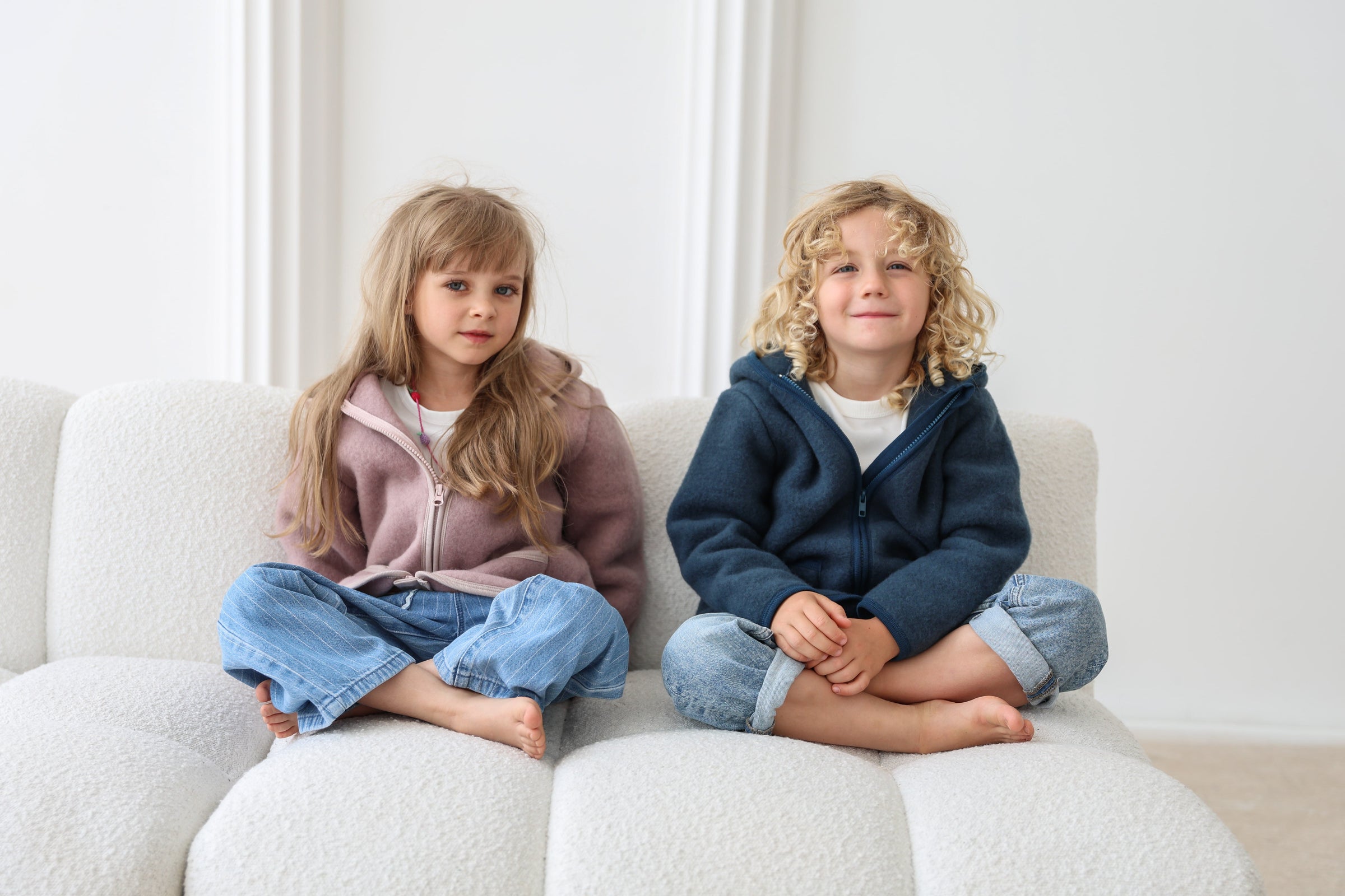 kids wearing merino wool jackets