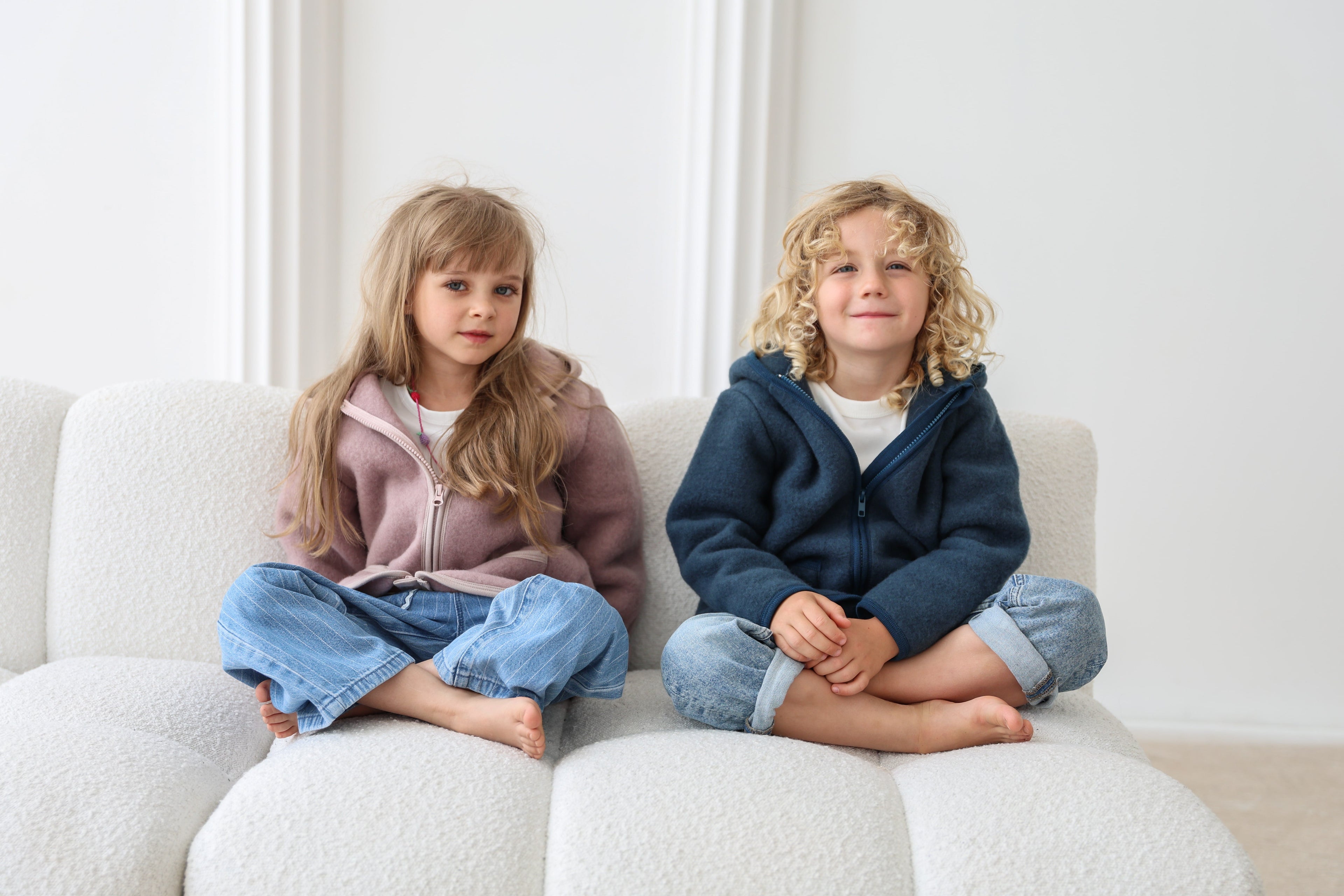 kids wearing merino wool jackets