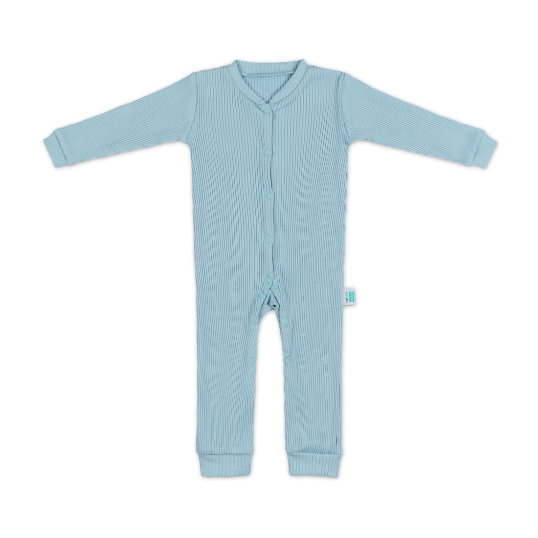 100% Cotton Ribbed Romper with and without Feet - Iceberg Blue