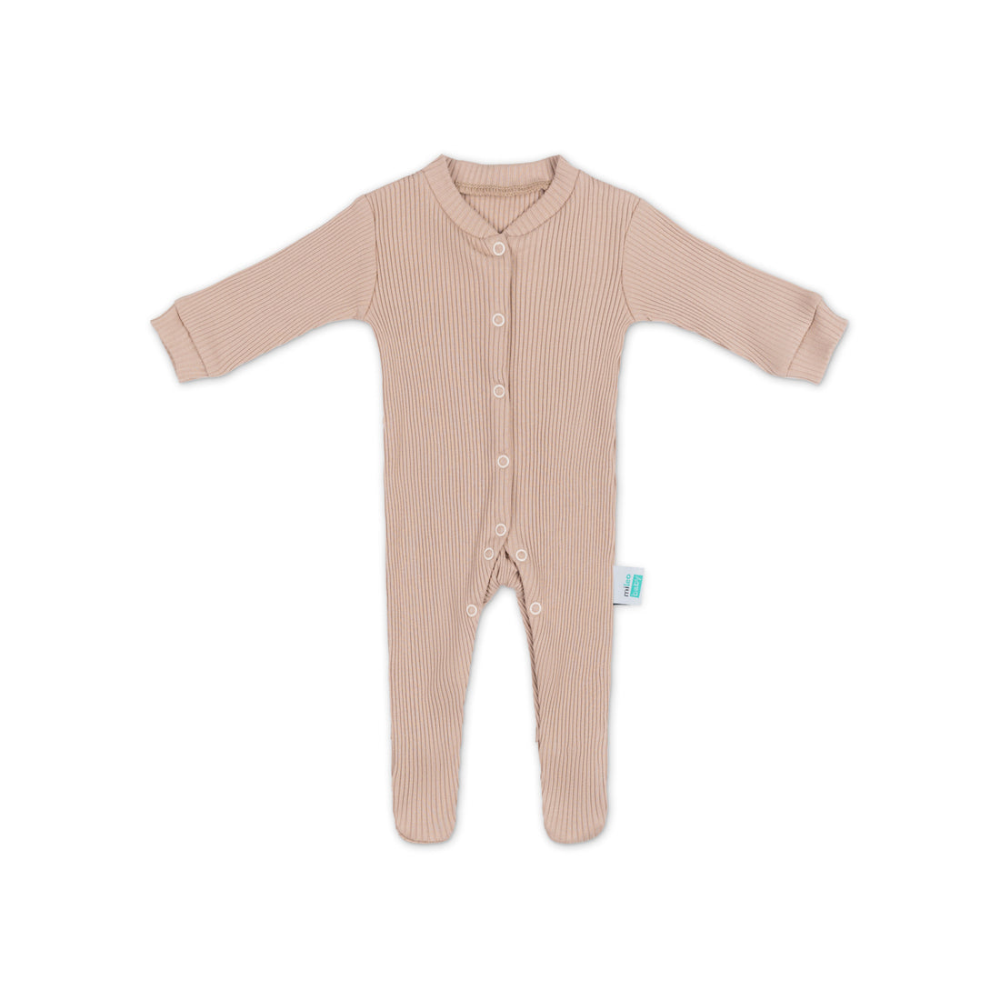 100% Cotton Ribbed Romper with and without Feet - Caffe Latte