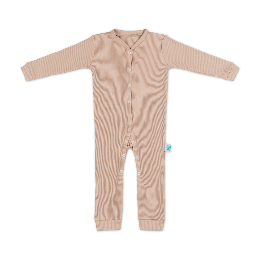 100% Cotton Ribbed Romper with and without Feet - Caffe Latte