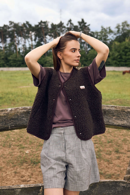 Merino Wool Chocolate Brown Vest Adult - Happymess