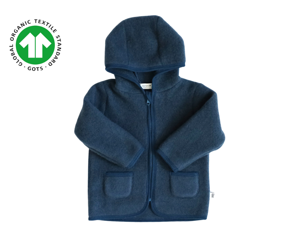 100% Merino Wool Fleece Jacket - Blue
