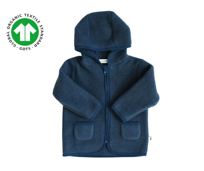100% Merino Wool Fleece Jacket - Blue