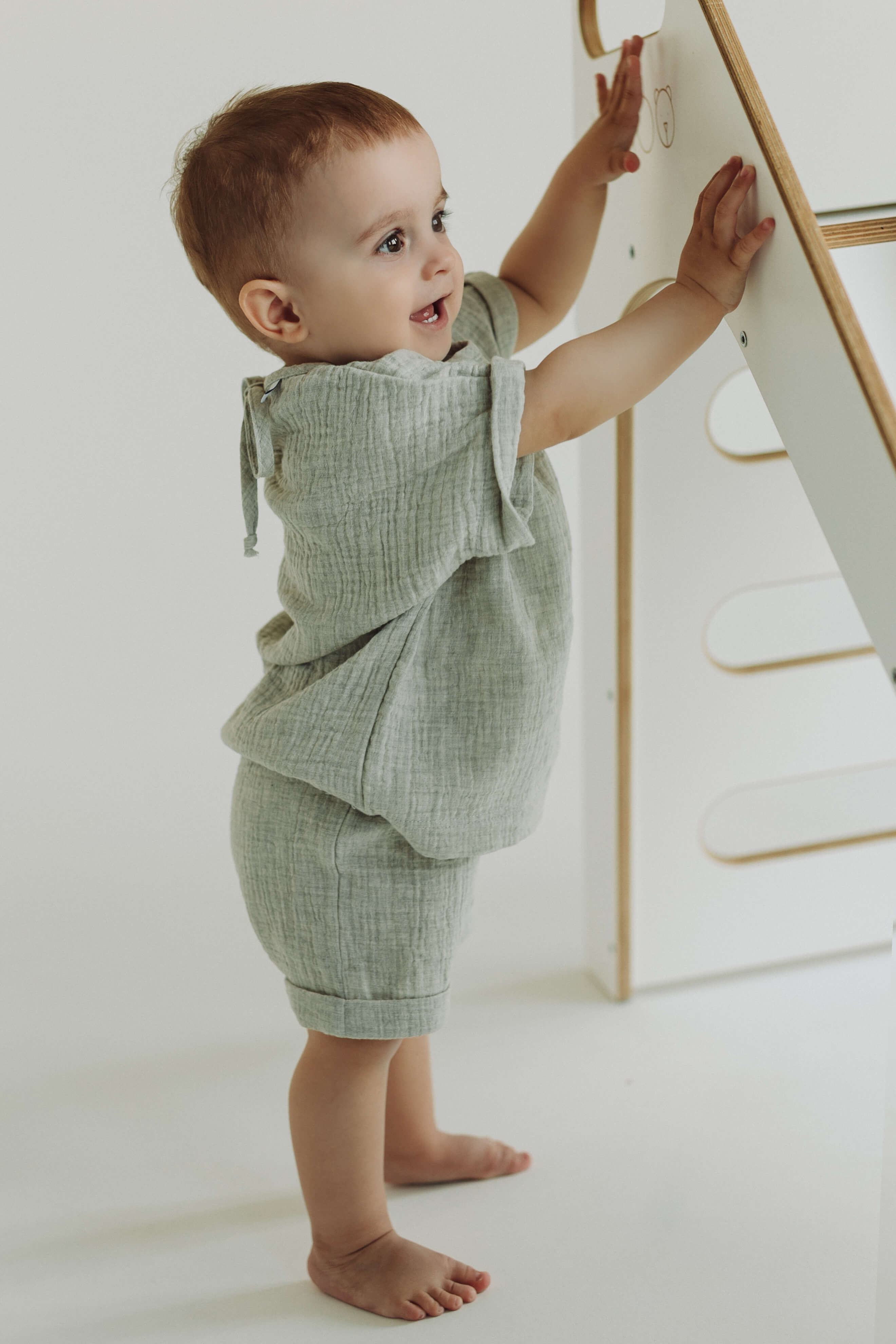 Muslin Set - Top and Shorts - Grey