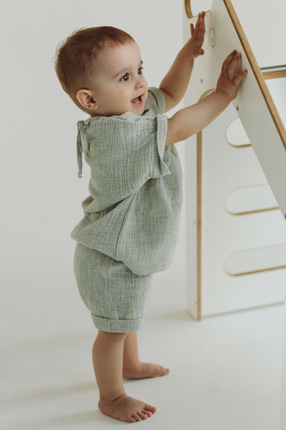 Muslin Set - Top and Shorts - Grey