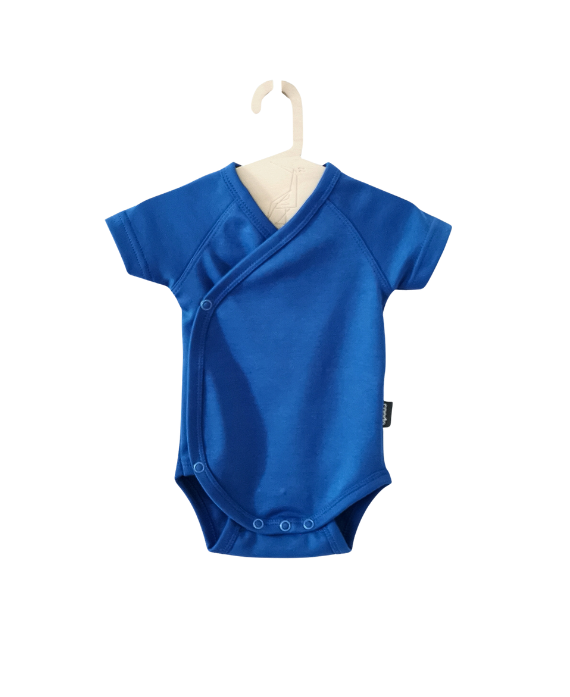 Organic Cotton (GOTS) Short Sleeve Kimono Bodysuit – Cobalt Blue