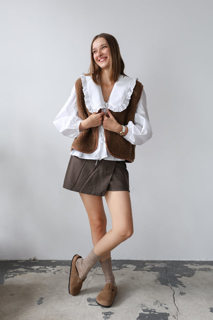 100% Merinowolle Damenweste - Braun