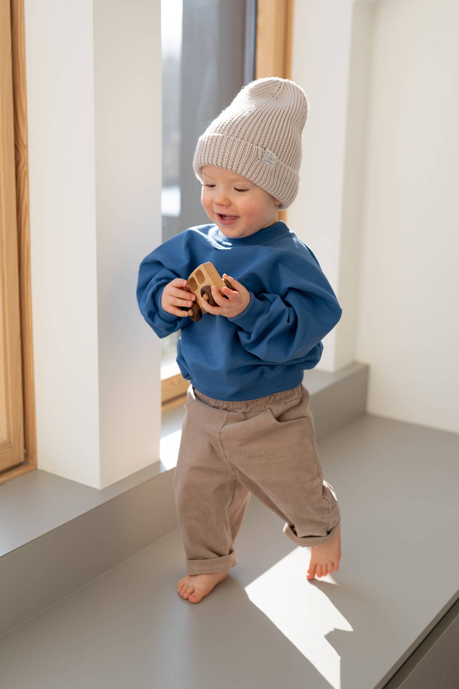 Baby and Toddler Set - Classic Sweatshirt in Midnight Blue &amp; Camel Corduroy Pants