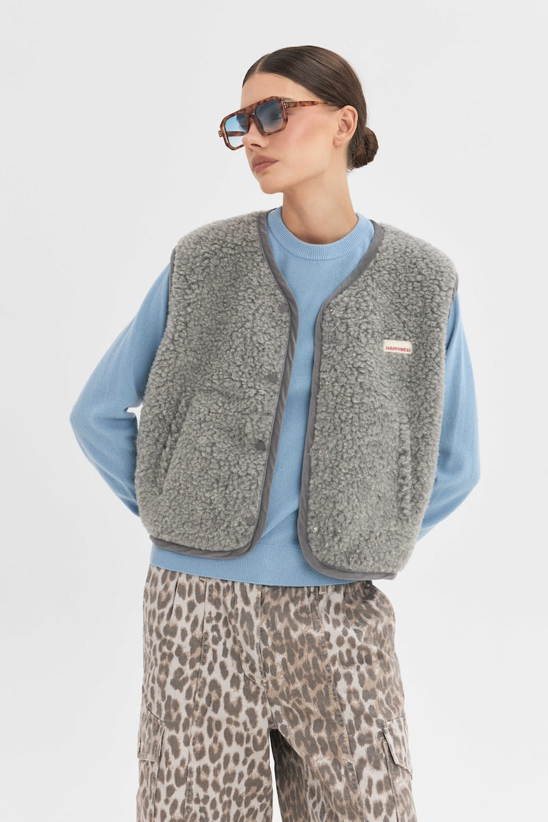 Merino Wool Vest for Adults – Stone Grey, Happymess