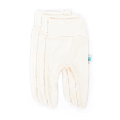 Organic Cotton (GOTS) Newborn Pants with Feet - Ecru