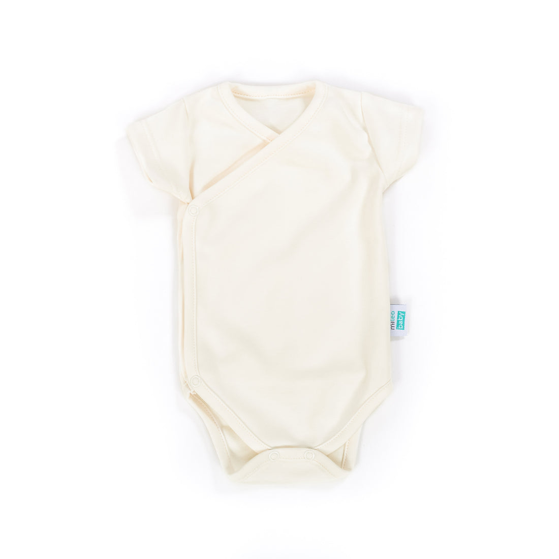 Organic Cotton Short Sleeve Kimono Bodysuit - Ecru