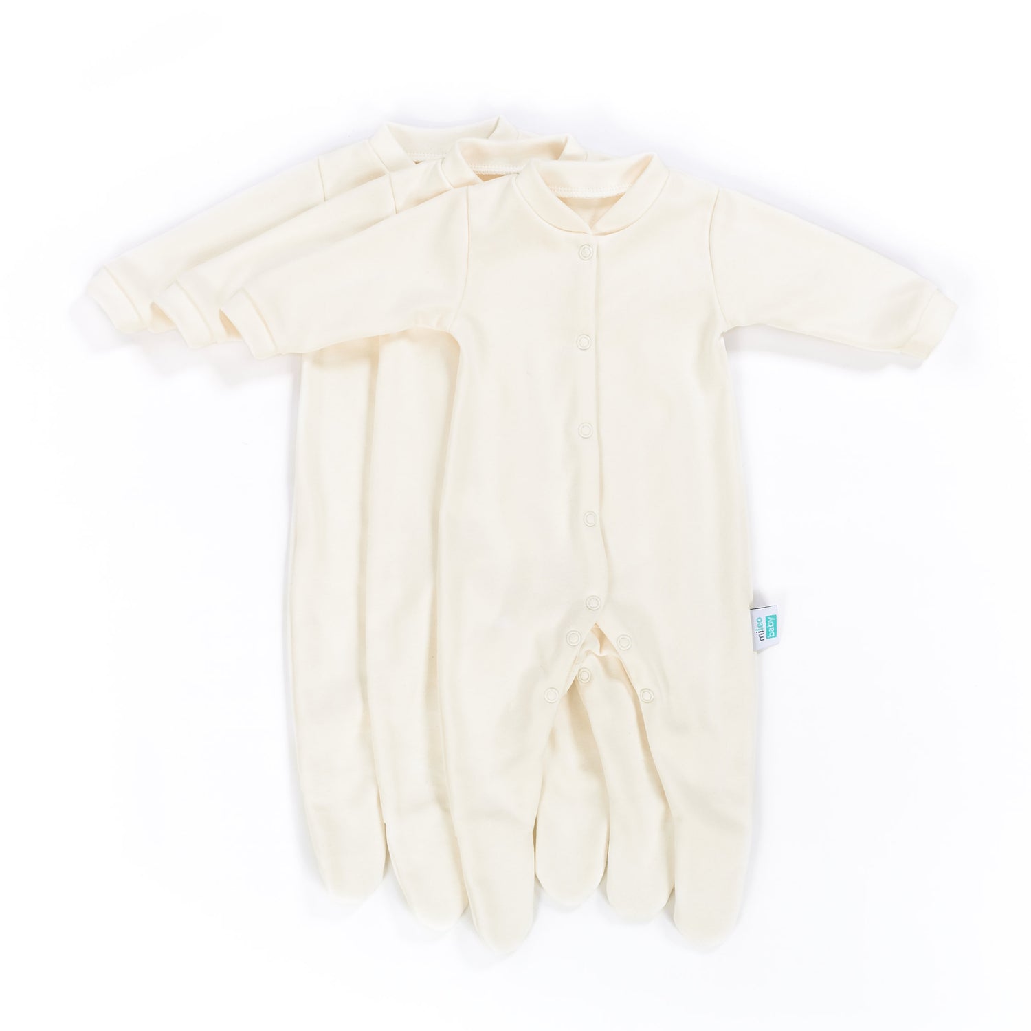 Organic Cotton Romper with Feet - Ecru