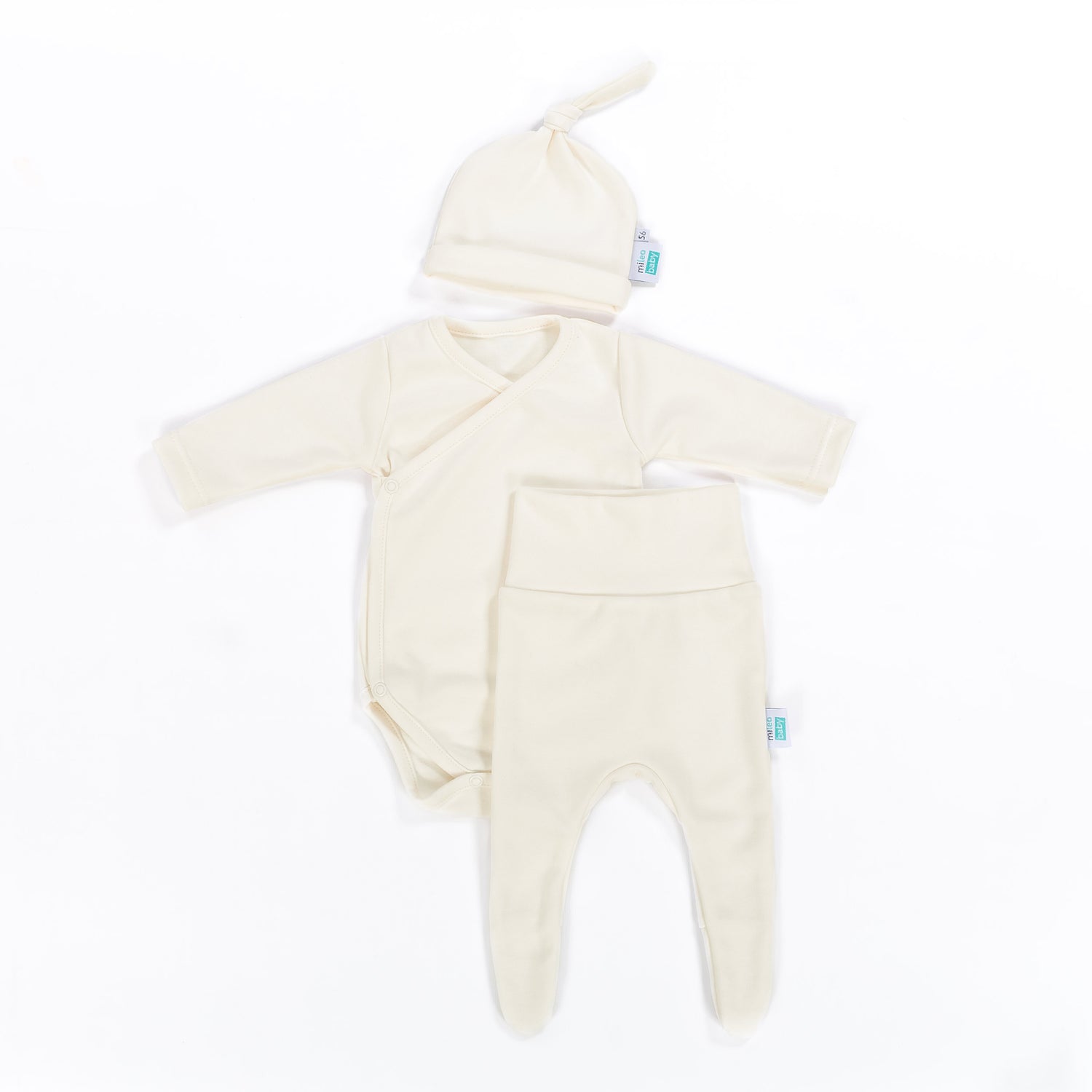 Organic Cotton (GOTS) Newborn Pants with Feet - Ecru