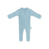 ribbed blue baby romper on a white background