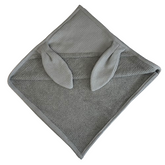 Gray hooded towel with bunny ears on a white background
