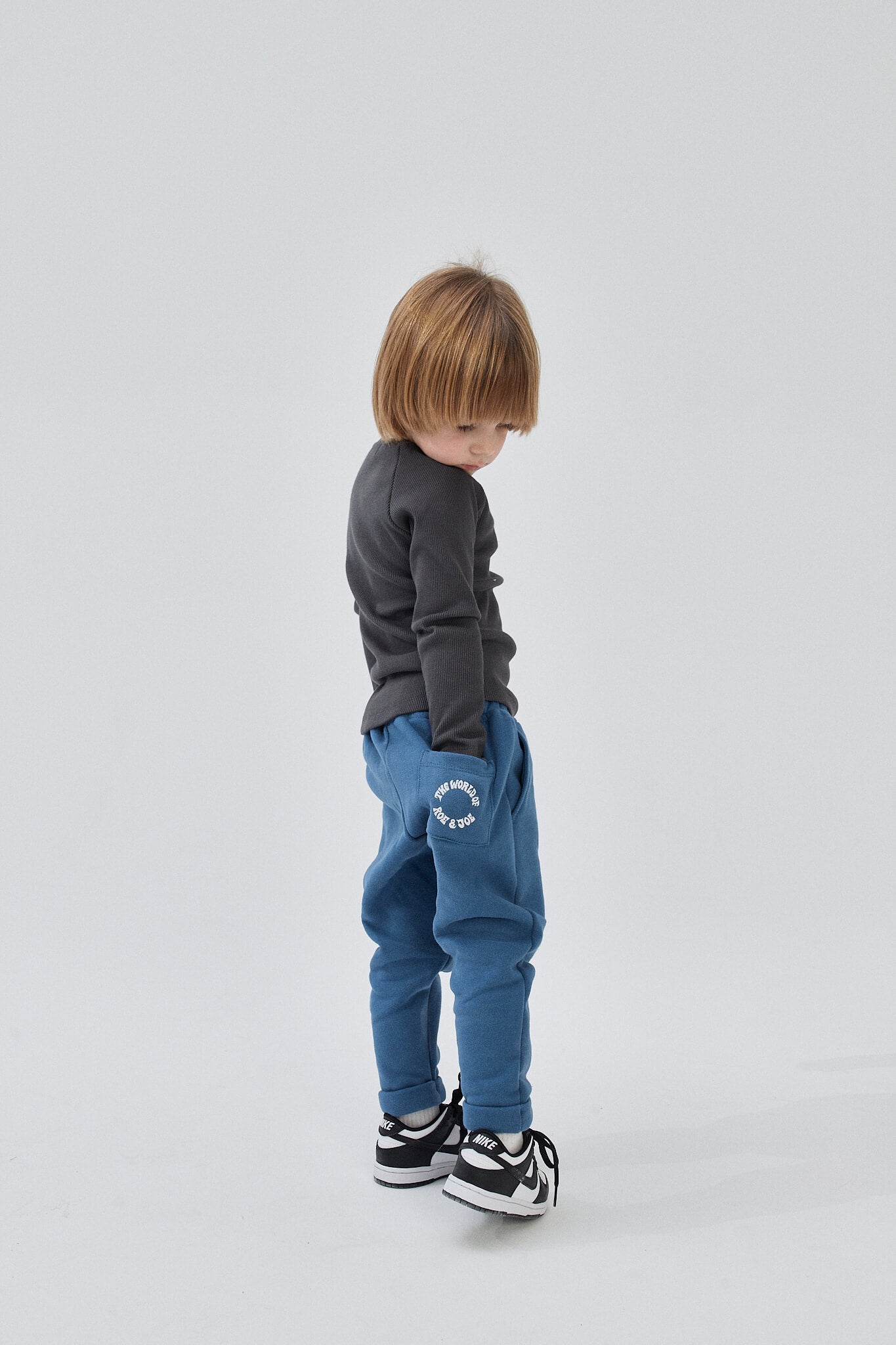 Blue sweatpants unisex kids cotton