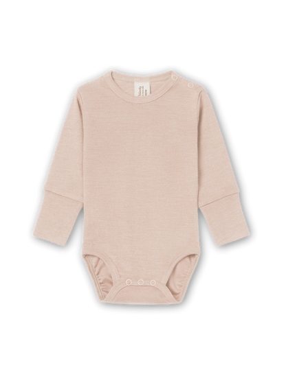 beige bodysuit made from merino wool and silk on a transparent background