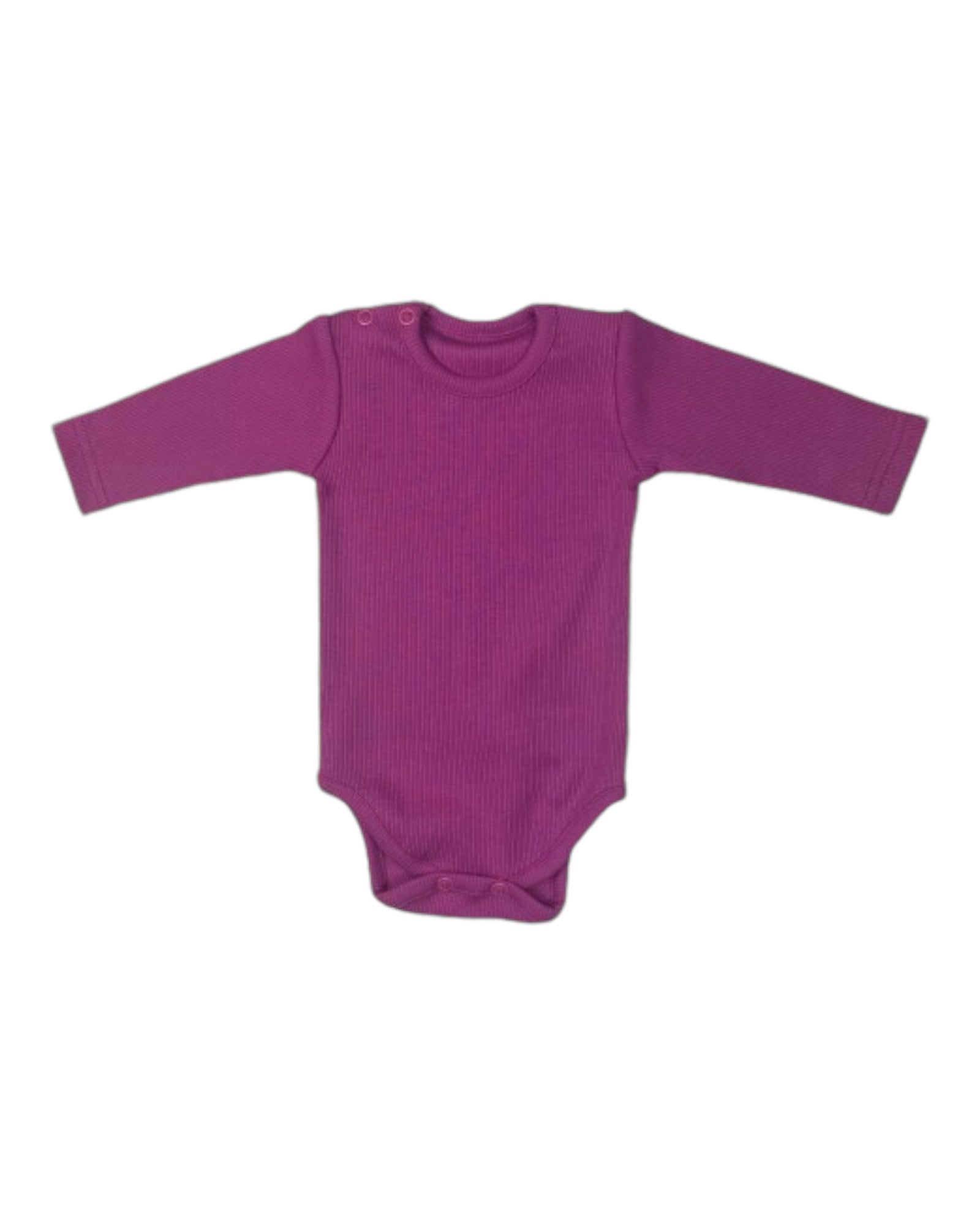 dark pink longsleeve bodysuit for baby made of cotton on a white plain background