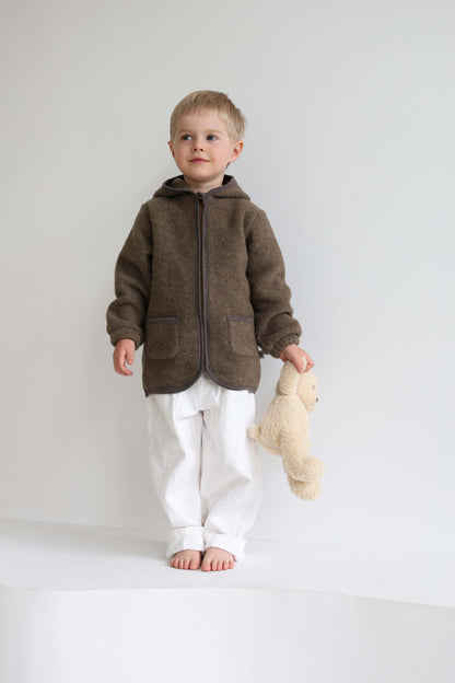 Merino Wool Fleece Jacket - Brown