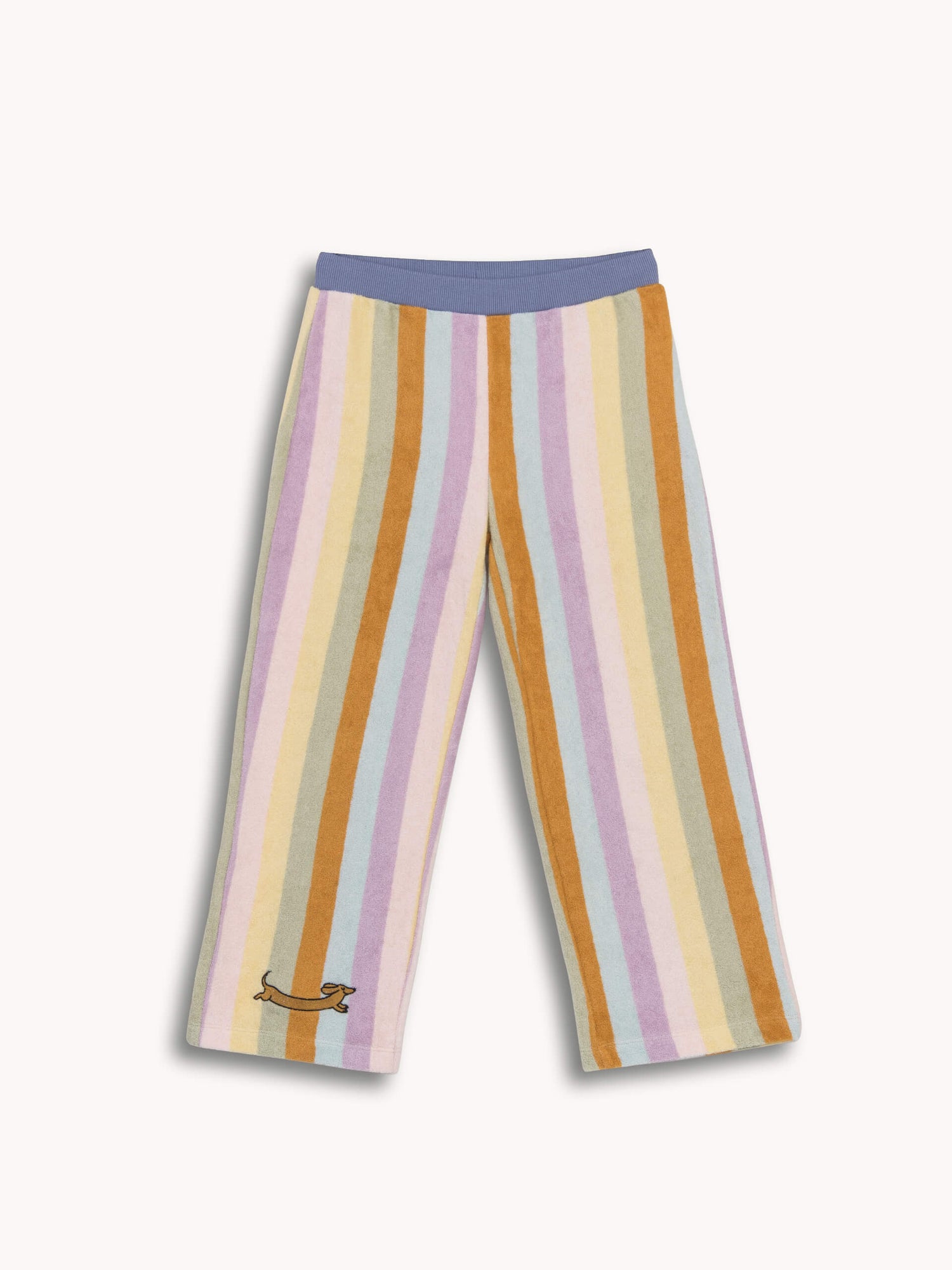 Colorful striped pants on a white background
