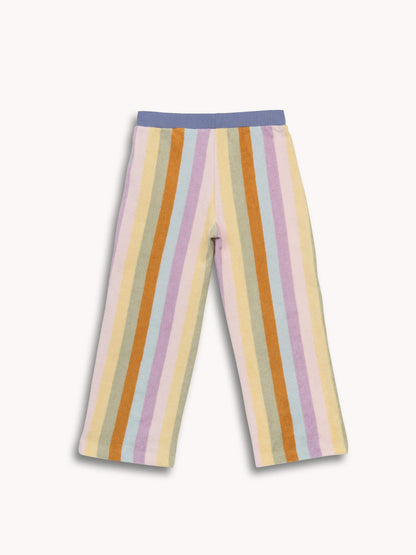 Pastel striped pants on a white background