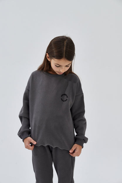 Organic Cotton Minimalistic Sweatshirt  - Dark Grey