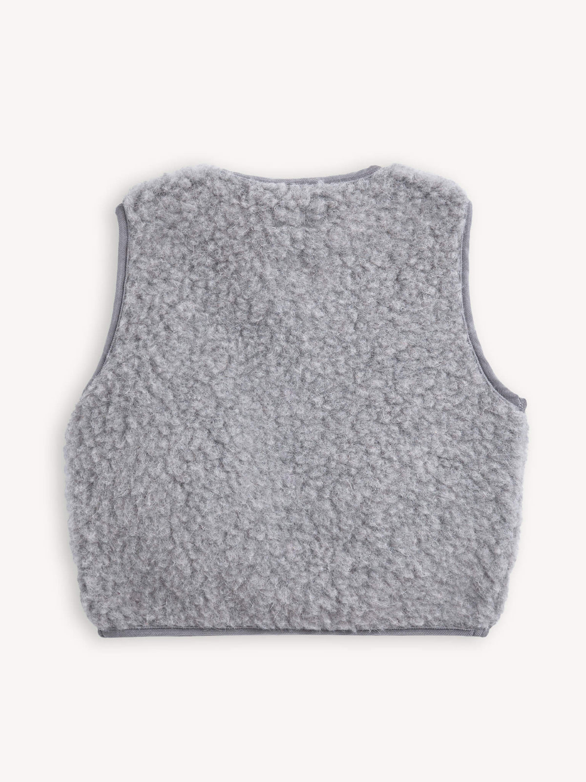 Gray sleeveless fleece vest