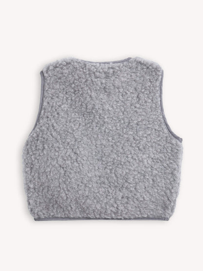 Gray sleeveless fleece vest