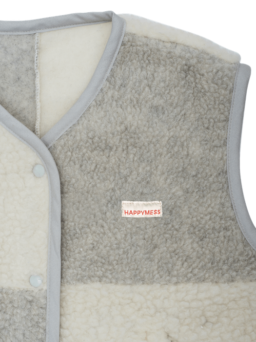 Merinowolle Weste Adult - Cream & Grau - Happymess